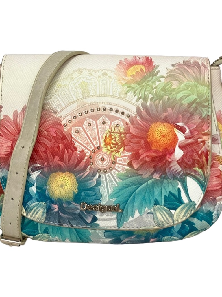 Desigual #171 Floral Xbody W/Interchangeable Saddle Flap.Euc Preloved Sold As Is